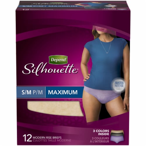 Depend Silhouette Maximum Absorbency S/M Modern Rise Incontinence Briefs  For Women, 12 ct - Smith's Food and Drug