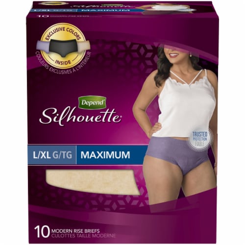 Depend Silhouette Max Absorbency L/XL Modern Rise Incontinence Briefs For  Women, 10 ct - Fry's Food Stores