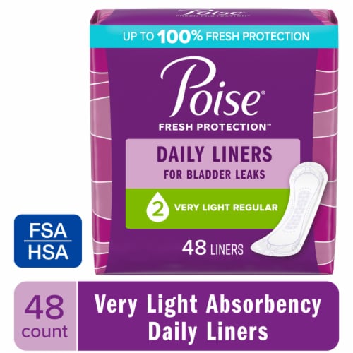 Poise Liners Daily Incontinence Panty Liners 2 Drop Very Light Absorbency Regular Pantiliners Perspective: front