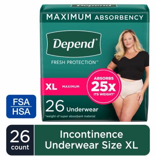 Depend Fresh Protection Adult Incontinence Underwear Maximum Absorbency  Extra-Large Blush Underwear, 26 ct - City Market