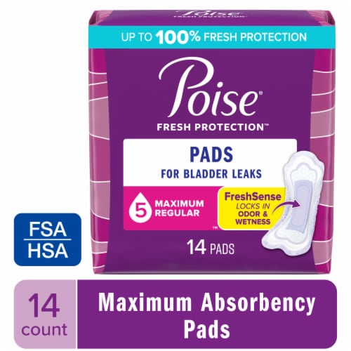 Poise Maximum Absorbency Regular Incontinence Pads Perspective: front