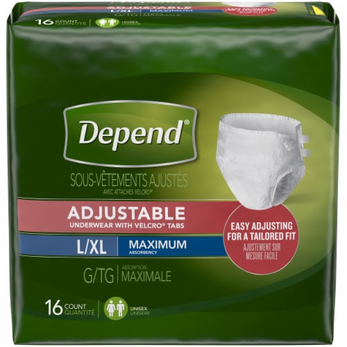 Depend Adjustable L/XL Maximum Absorbency Underwear, 16 ct - Metro Market