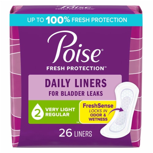 Poise Daily Incontinence Panty Liners Two Drop Very Light Regular Pantiliners Perspective: front