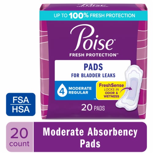Poise Incontinence Pads for Women, 4 Drop Moderate Absorbency Perspective: front
