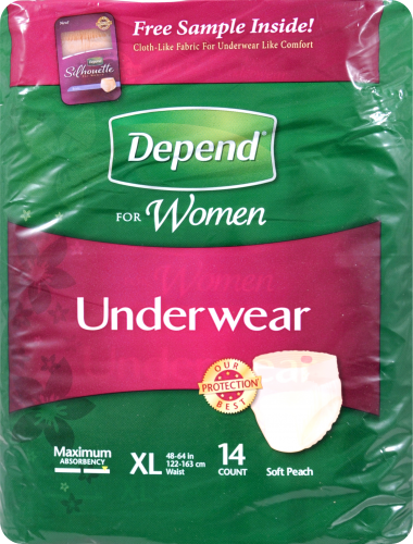 Depend For Women Extra Large Maximum Absorbency Soft Peach Incontinence Underwear Perspective: front