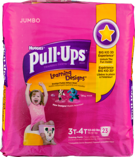 Pull-Ups Learning Designs Girls' Potty Training Pants, 3T-4T (32-40 lbs) Perspective: front