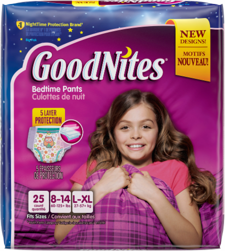 Goodnites Girls' Bedwetting Underwear, L/XL (60-125+ lbs), 27 ct