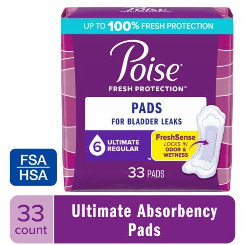 Poise Incontinence Pads for Women, 6 Drop Ultimate Absorbency Perspective: front