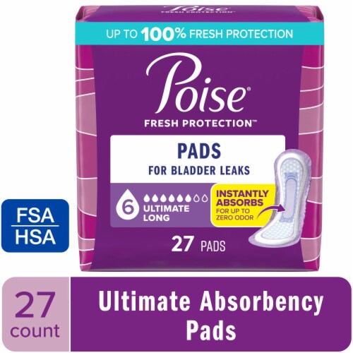 Poise Incontinence Pads for Women, 6 Drop Ultimate Absorbency Perspective: front