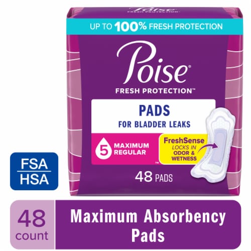 Poise Incontinence Pads for Women, 5 Drop Maximum Absorbency Perspective: front