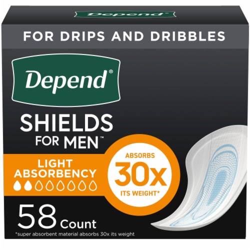 Depend Shields Bladder Control Shields Incontinence Pads For Men Light Absorbency Perspective: front