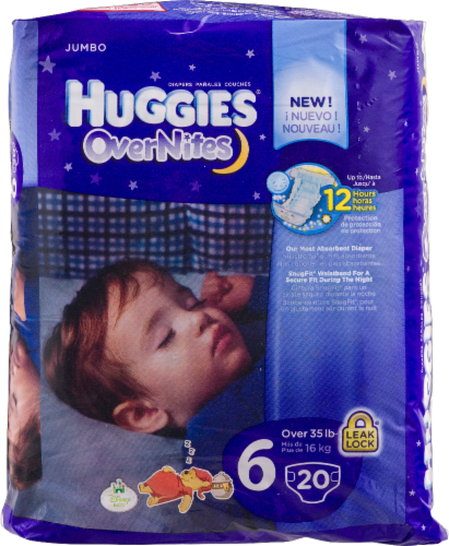 Huggies OverNites Baby Diapers, Size 6 (35+ lbs) Perspective: front
