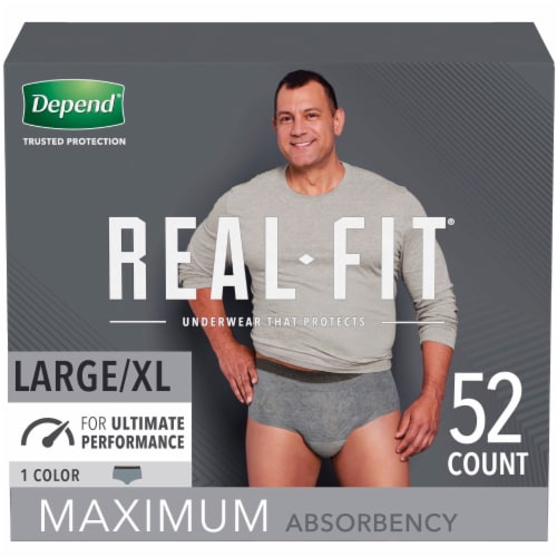 Depend Real Fix Max Absorbency L/XL Gray Incontinence Underwear