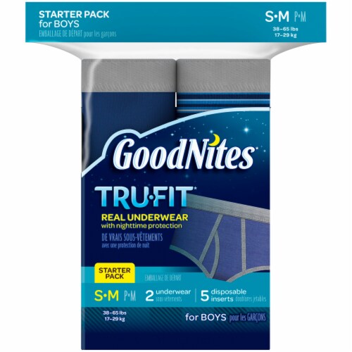 Goodnites TRU-FIT Boys' Disposable Absorbent Inserts, S/M (38-65 lbs) Perspective: front