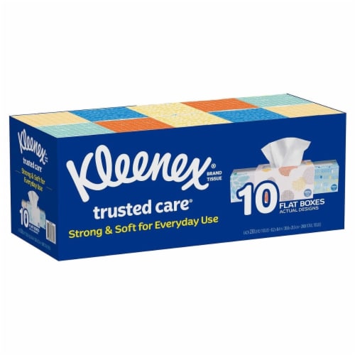 Kleenex Trusted Care Everyday Facial Tissues, 1 Flat Box (160 Total  Tissues) 