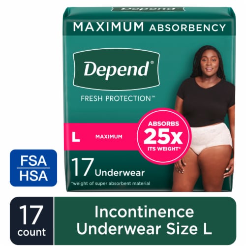 Depend Fresh Protection Adult Incontinence Underwear Maximum Absorbency  Large Blush Underwear, 17 ct - Fry's Food Stores