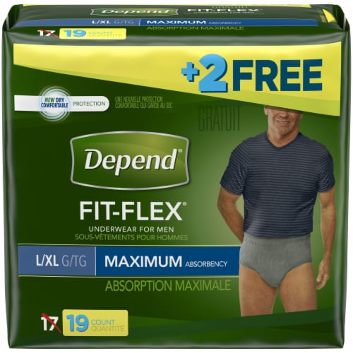 Depend Fit-Flex For Men Large/Extra Large Maximum Absorbency Incontinence  Underwear, 19 ct - City Market