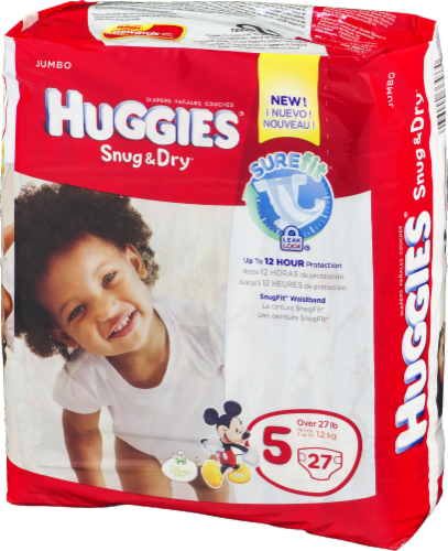 Huggies snug and clearance dry size 5