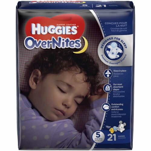 Huggies OverNites Baby Diapers, Size 5 (27+ lbs) Perspective: front