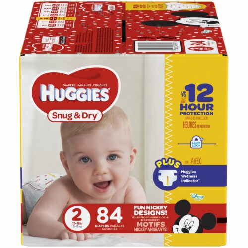 Huggies Snug & Dry Baby Diapers, Size 2 (12-18 lbs), 84 count - Mariano's