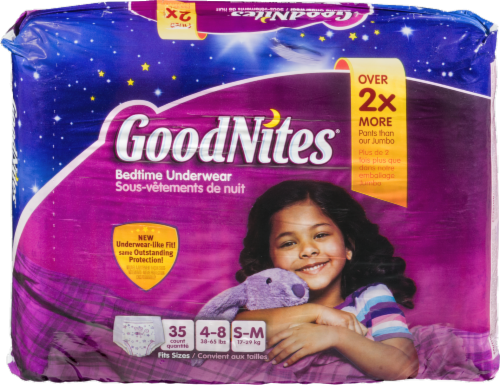 Goodnites Girls' Bedwetting Underwear, S/M (38-65 lbs) Perspective: front