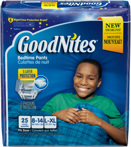 Goodnites Boys' Bedwetting Underwear, L/XL (60-125+ lbs) Perspective: front
