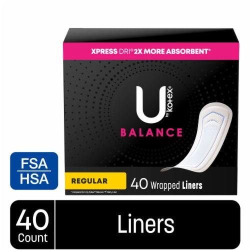 U by Kotex Balance Regular Length Wrapped Panty Liners Perspective: front