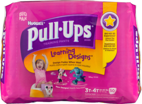 Pull-Ups Learning Designs Girls' Potty Training Pants, 3T-4T (32-40 lbs) Perspective: front