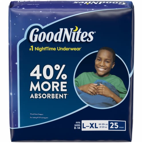 Goodnites Boys' Bedwetting Underwear, L/XL (60-125+ lbs), 25 ct