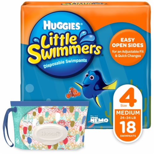Huggies Little Swimmers Baby Diapers, Medium (24-34 lbs) Perspective: front