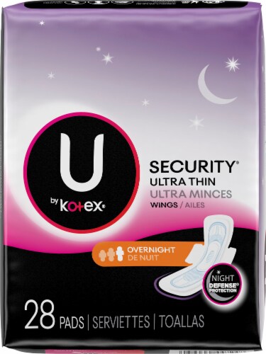U By Kotex Security Ultra Thin Overnight Regular Pads With Wings 28 Count 28 Ct Food 4 Less
