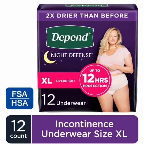 Depend Night Defense Adult Incontinence Disposable Overnight Size XL Blush  Underwear For Women, 12 count - City Market