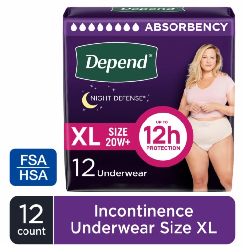 Depend Night Defense Adult Incontinence Disposable Overnight Size XL Blush  Underwear For Women, 12 count - Harris Teeter