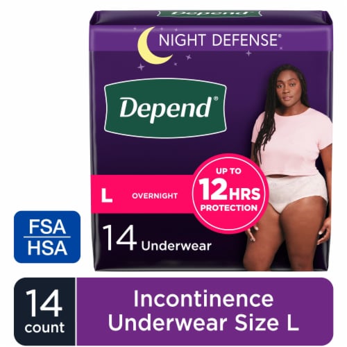 Depend Adult Incontinence Underwear Night Defense for Women, Size L Perspective: front