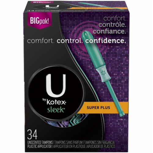 U By Kotex Sleek Super Plus Absorbency Unscented Tampons 34 Ct Qfc