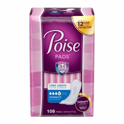 Poise Moderate Absorbency Long Length Pads Perspective: front
