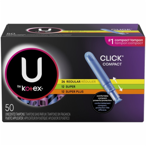 U by Kotex Jumbo Click Compact Regular/Super/Super Plus Tampons Multi Pack,  50 ct - City Market