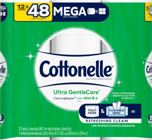Cottonelle Ultra Gentle Care Mega Roll Bath Tissue Perspective: front