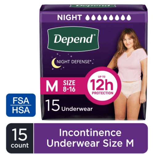 Depend Adult Incontinence Underwear Night Defense for Women, Size M Perspective: front