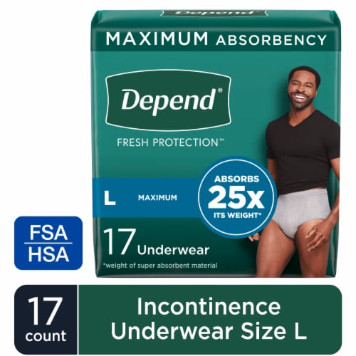 Depend Fit-Flex Adult Incontinence L Grey Underwear Perspective: front