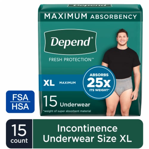 Depend Fresh Protection Adult Incontinence Underwear Maximum Absorbency  Extra-Large Grey Underwear, 15 count - Dillons Food Stores