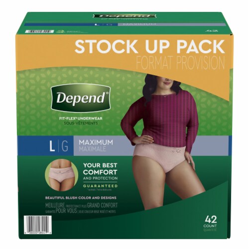 Depend® FIT-FLEX® Women's Large Blush Incontinence Underwear, 42