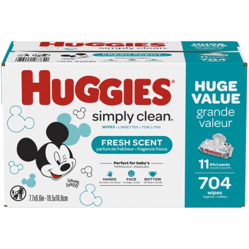 Huggies Simply Clean Fresh Scented Baby Wipes 11 Flip-top Packs, 704 ct -  Food 4 Less