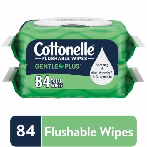 Cottonelle GentlePlus Flushable Wet Wipes with Aloe & Vitamin E Flip-Top Packs Adult Wet Wipes Perspective: front