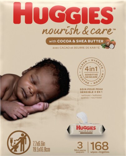 Huggies Nourish & Care Cocoa & Shea Butter 4-in-1 Sensitive Skin Baby Wipes 168 Count