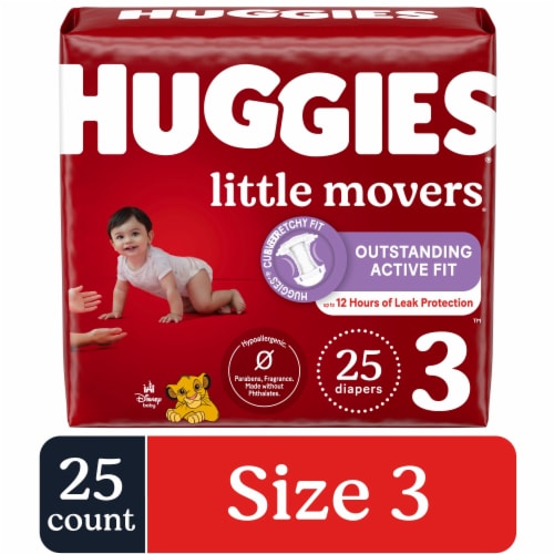 Huggies Little Movers Baby Diapers Size 3 (16-28 lbs)