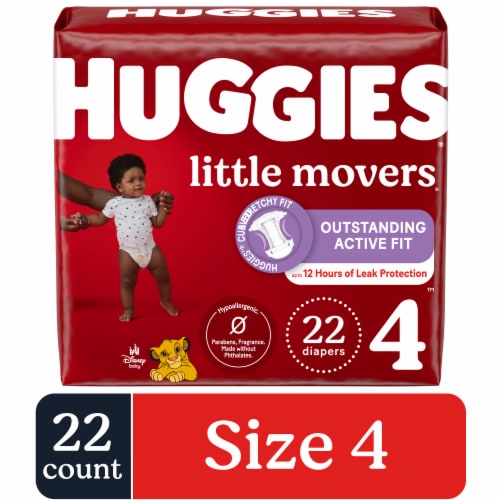 Huggies Little Movers Baby Diapers Size 4 (22-37 lbs) Perspective: front