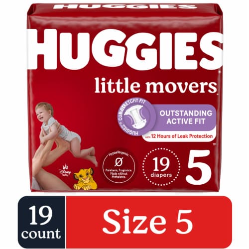 Huggies Little Movers Baby Diapers Size 5 (27+ lbs) Perspective: front