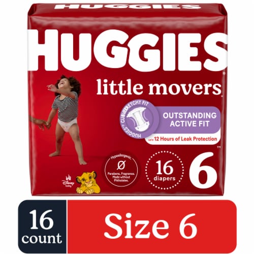 Huggies Little Movers Diapers, Size 6, 1 Month Supply