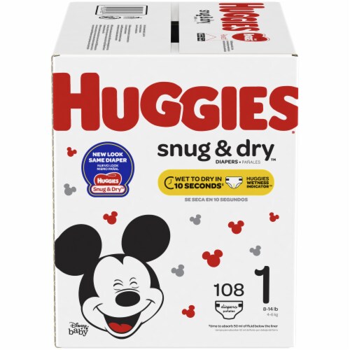 Huggies Snug & Dry Baby Diapers, Size 1 (8-14 lbs), 108 count - Kroger